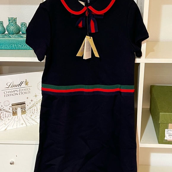 New Gucci 100% cotton dress dark blue web. - Picture 5 of 11